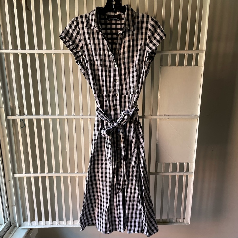 Black and white gingham shirt dress